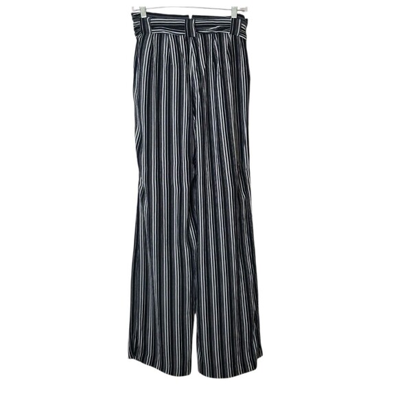 Express Wide Leg Pants Size 8 High Rise Black White Striped Belted Work Career - Picture 2 of 8